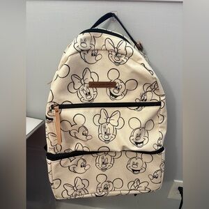 Disney Cream Backpack with Mickey and Minnie Print
